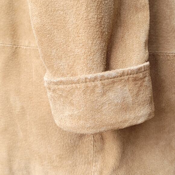 Dennis Basso Long Washable Suede Jacket Gold Turnkey Size XS Tan Boho Chic Indie - Picture 8 of 12